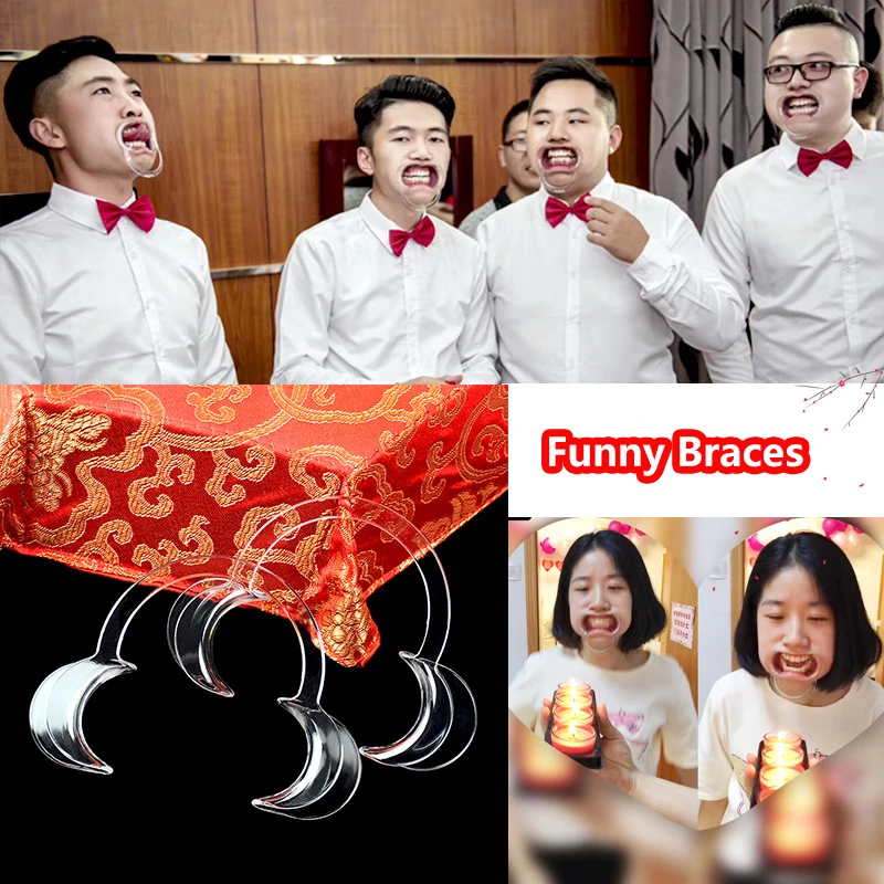 5PCS/lot The Whole Person Funny Toy Mouth Extender Braces Blowing Candles Wedding Games Funny Must Practical Jokes