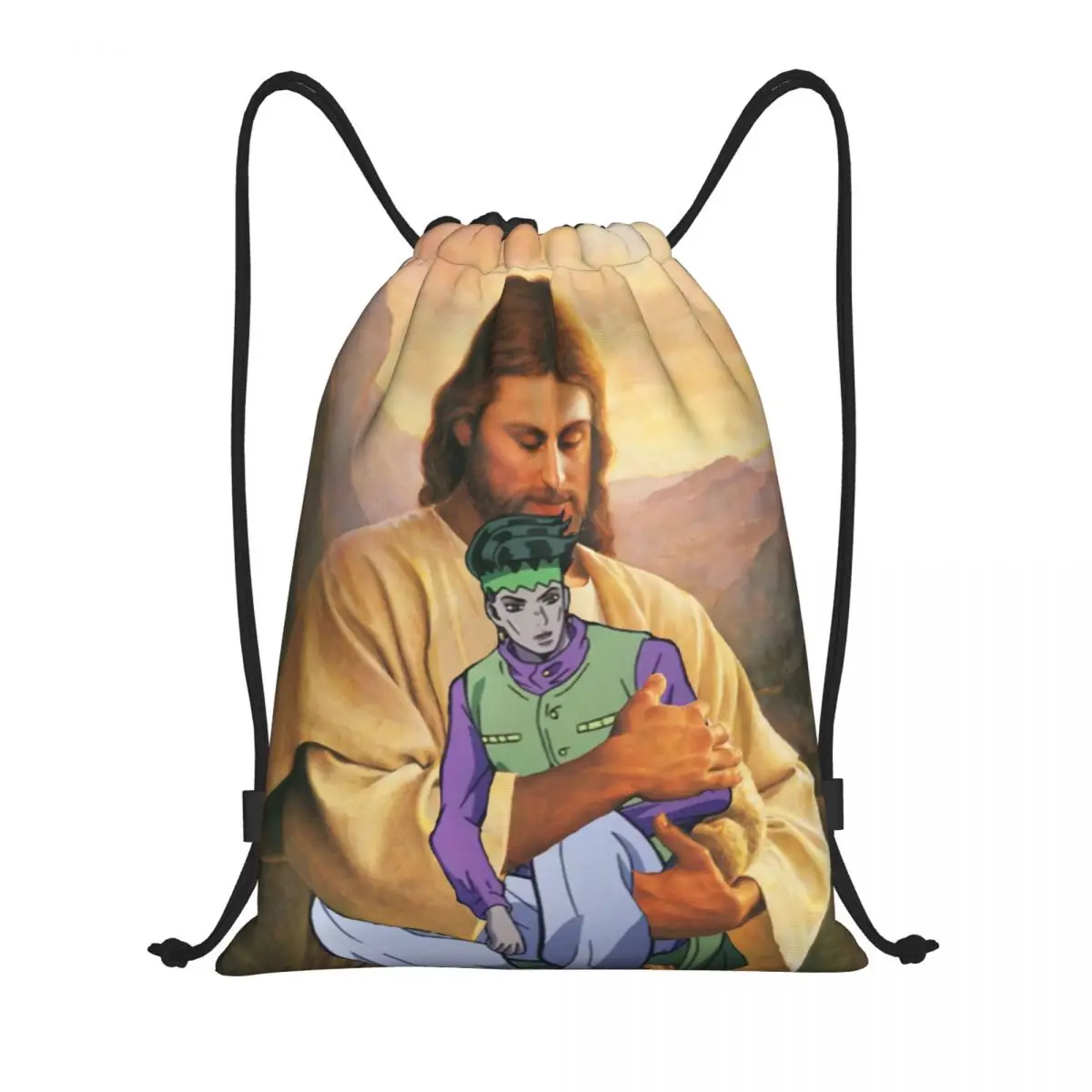 Custom JOJO'S Drawstring Bag for Training Yoga Backpacks Men Women Polnareff Jesus Adventure Sports Gym Sackpack