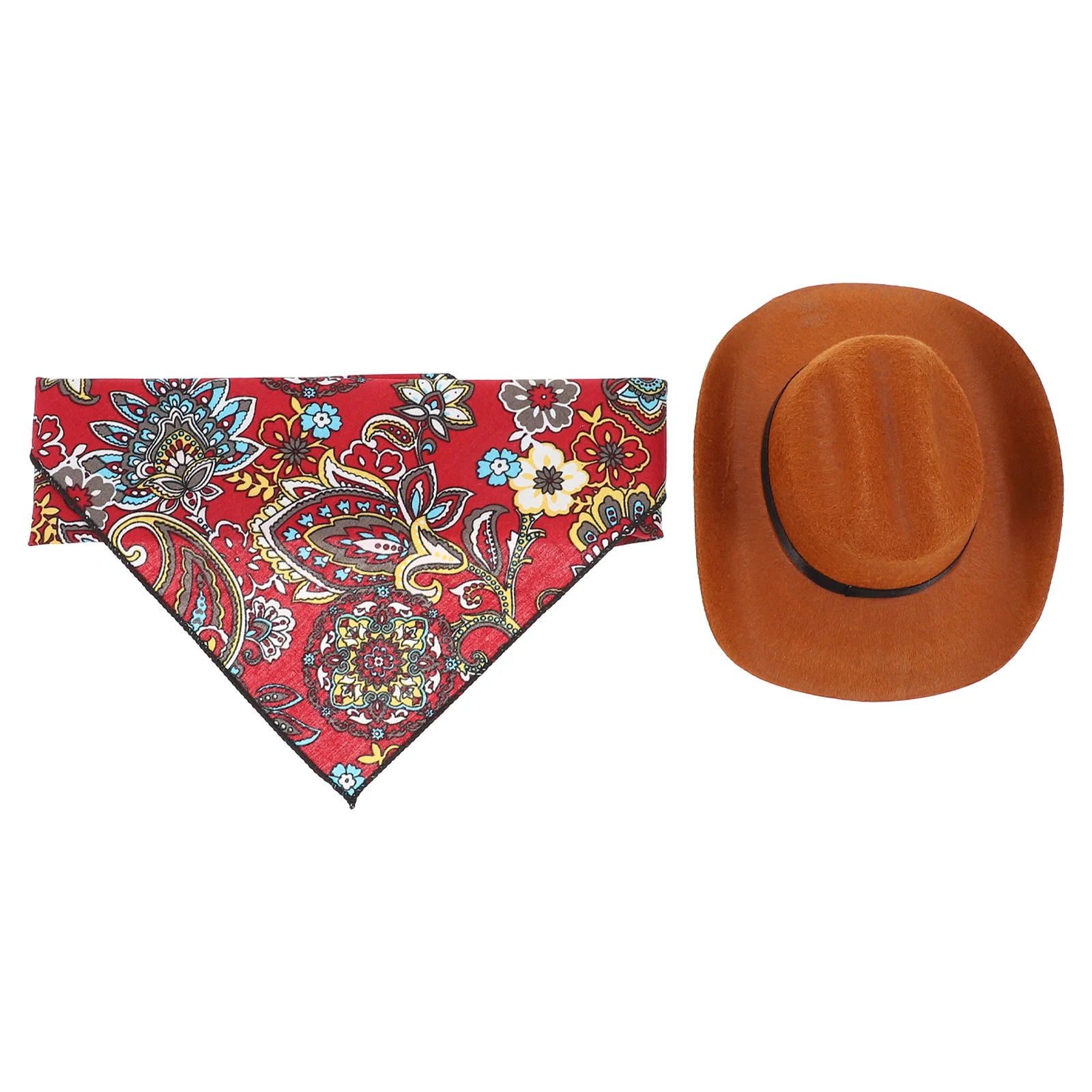 

2 Pcs Pet Cowboy Hat Triangle Scarf Creative Saliva Towel Adorable Bib Supply Puppy Dog Bandana