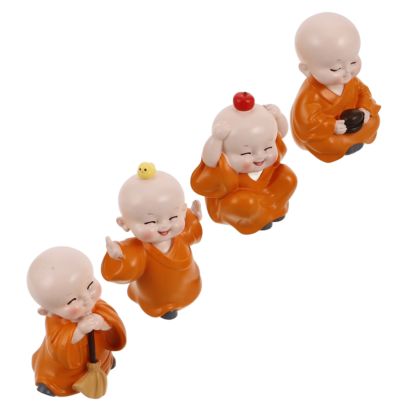 

4pcs Little Figurines Resin Mini Home Accessory Statue For Car Dashboard Desk Home Office Chinese Style Decoration