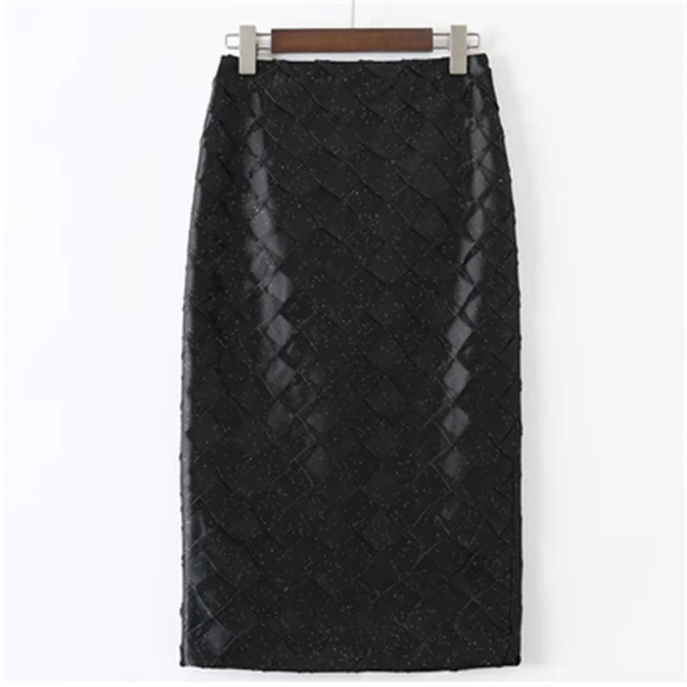 Elegant OL plaid long buttocks straight tube skirt high end clothes women