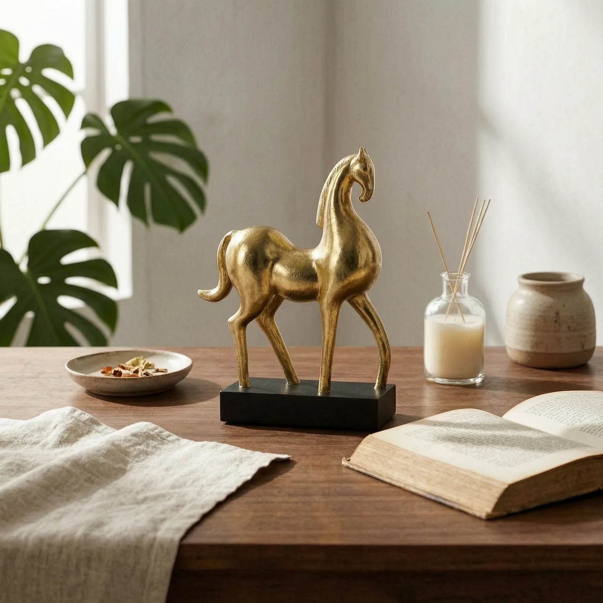 

Abstract Horse Sculpture Artistic Accent Horse Sculpture Detailed Sculpting Sturdy Base for Desk