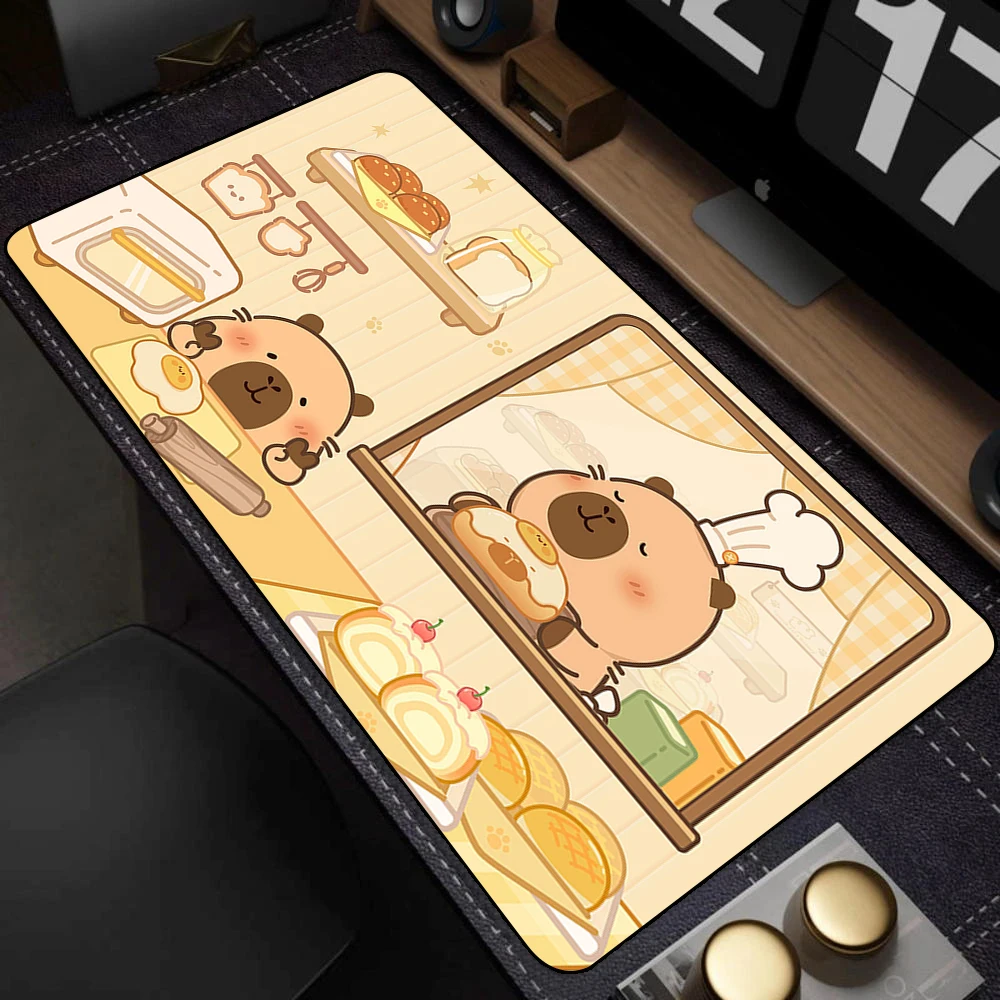 

Милый коврик для мыши с капибарой, коврик для клавиатуры, настольный коврик для студентов, геймеров, для рабочего стола, подставка под чашку, нескользящий, устойчивый к сминанию, XXL