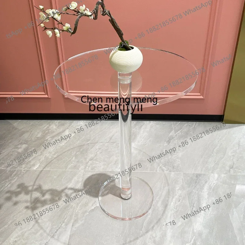 

new styleAcrylic Household Small round Table Dining Table Crystal Nordic Balcony Negotiation Transparent Suspension Table ss 730