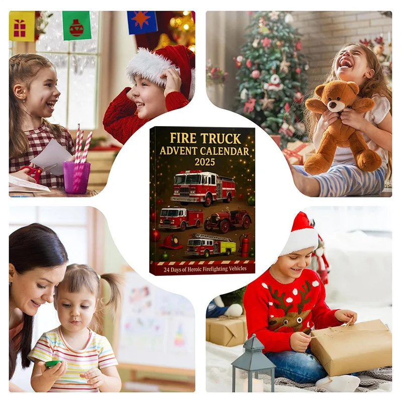 2026 Fire Truck Advent Calendar 24 Days Firefighting Vehicle Ornament Children Like Creative Gifts Fire Engine Ornaments