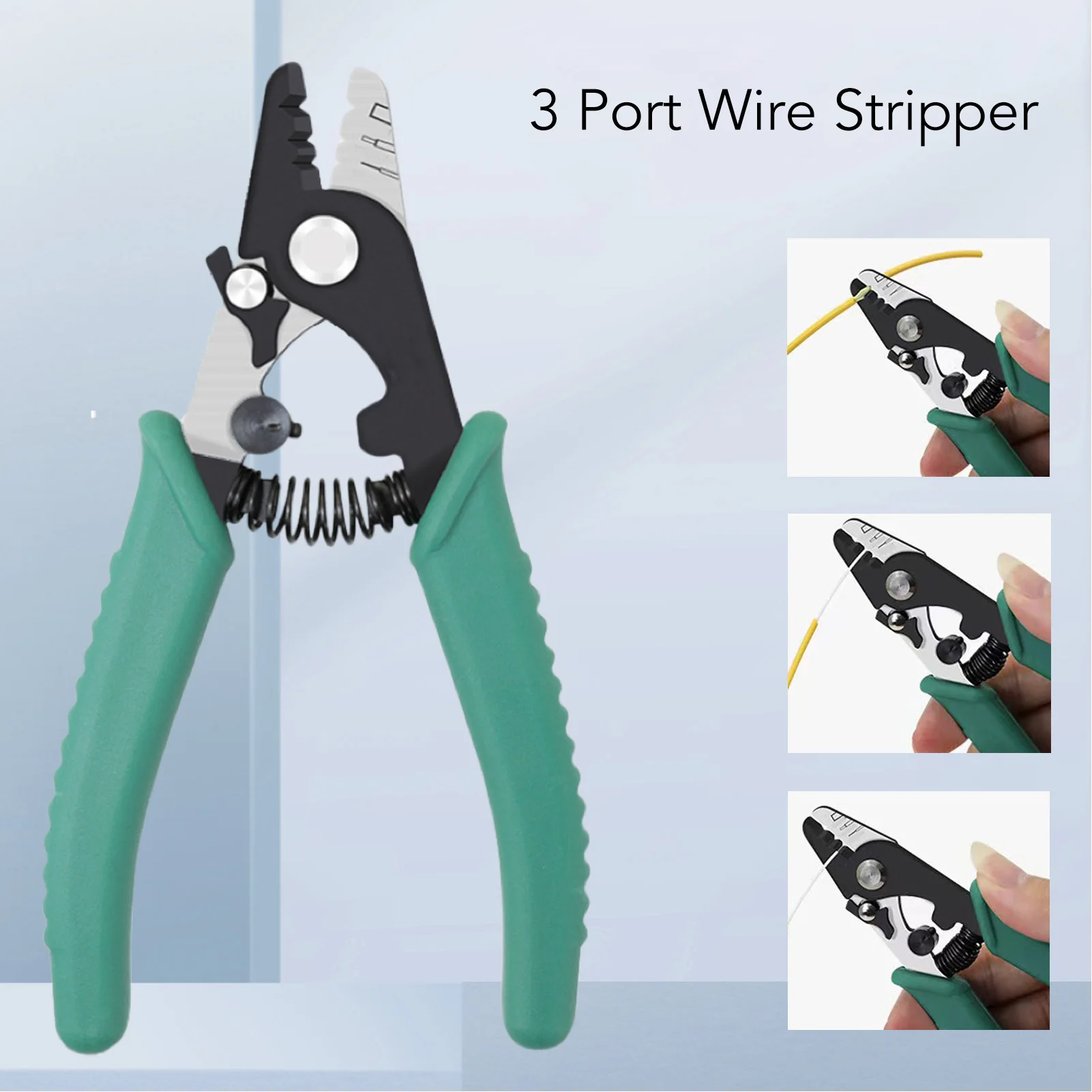 Wire Stripper Precise Stripping Comfortable Grip 3 Port Fiber Optic Stripping Pliers