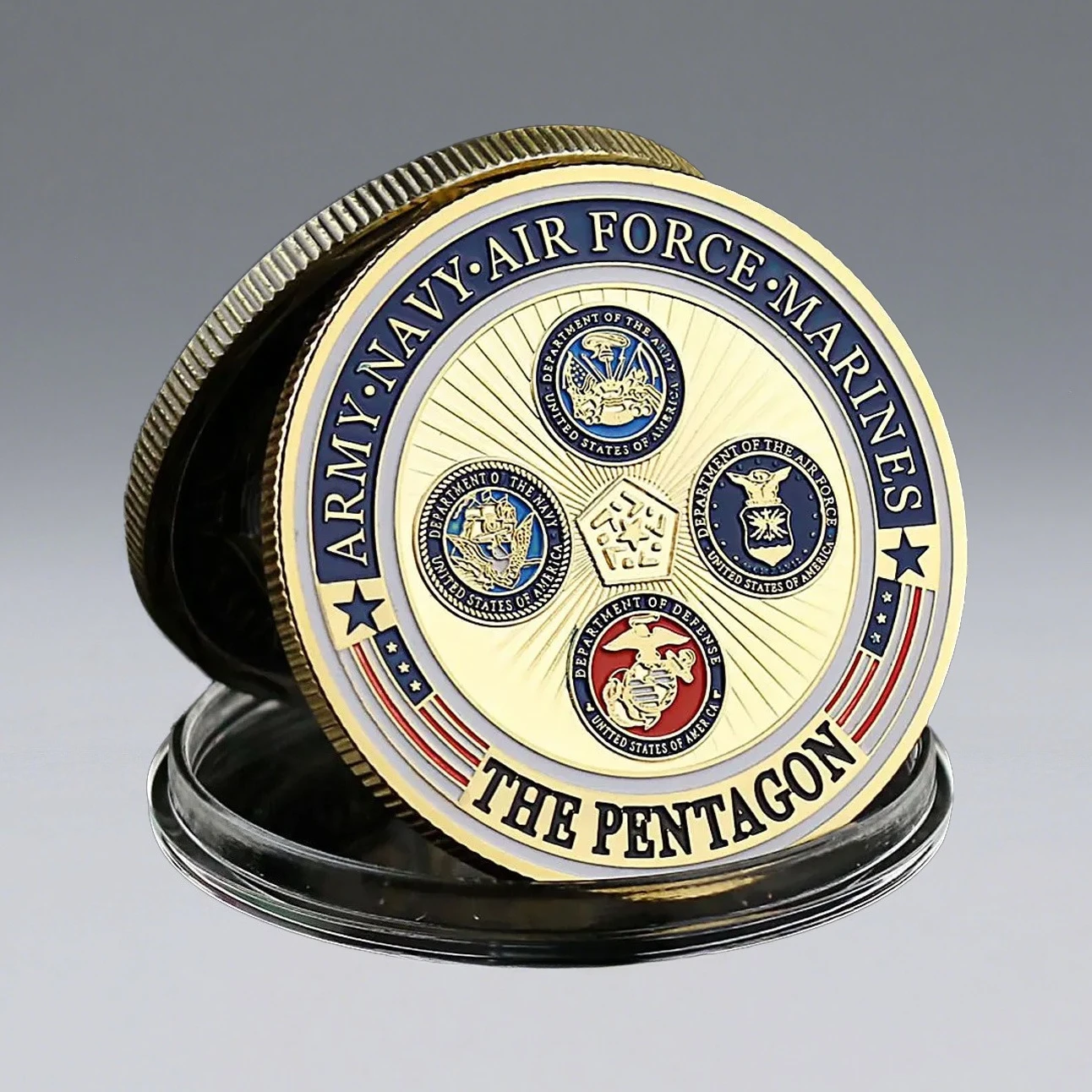 The Pentagon Department of Defense Gold Plated Commemorative Coins Army Navy Airforce America Military Souvenir Coin