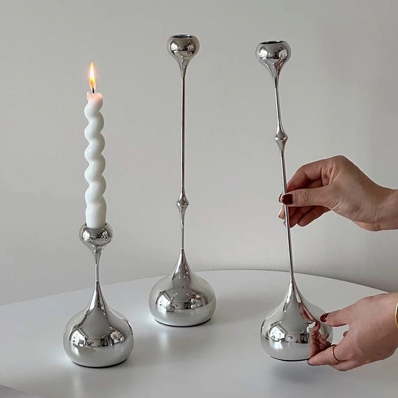 

INS Water Drop Candlestick Metal Candle Holder Nordic Romantic Atmosphere Home Decorations Wedding Photography Props (NO Candle)