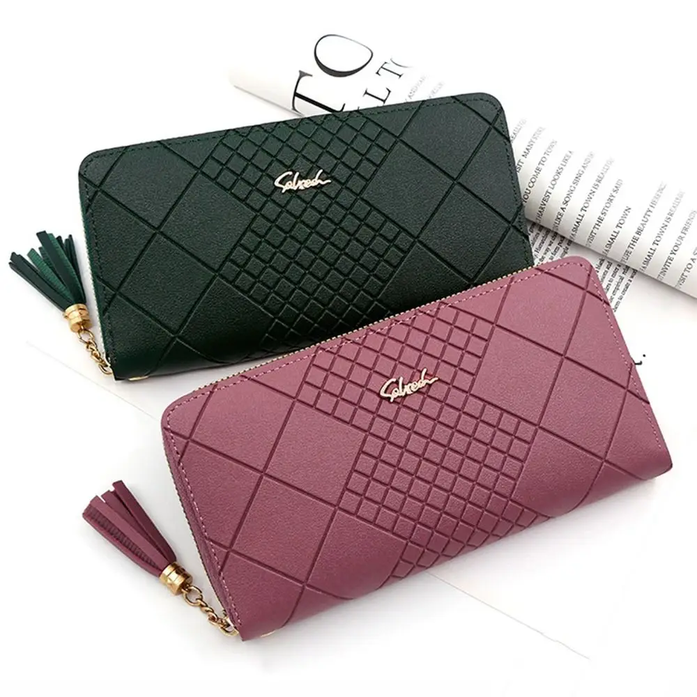 Zipper Money Coin Purse Women Card Holder Long PU Leather Clutch Wallet Large Capacity Lady Wristlet Phone HandBags Money Pocket