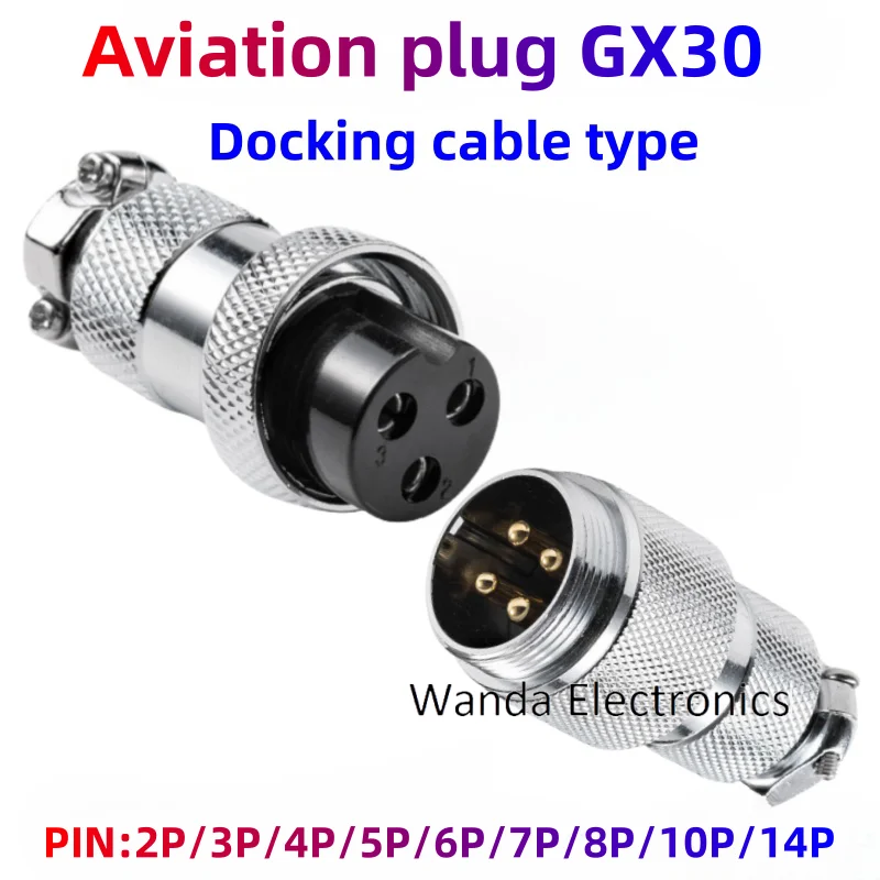 GX30 Circular Aviation Connector Cable Type Plug Socket 2/3/4/5/6/7/8/10/12/14 Pin Solder Wire Industrial Power Connector