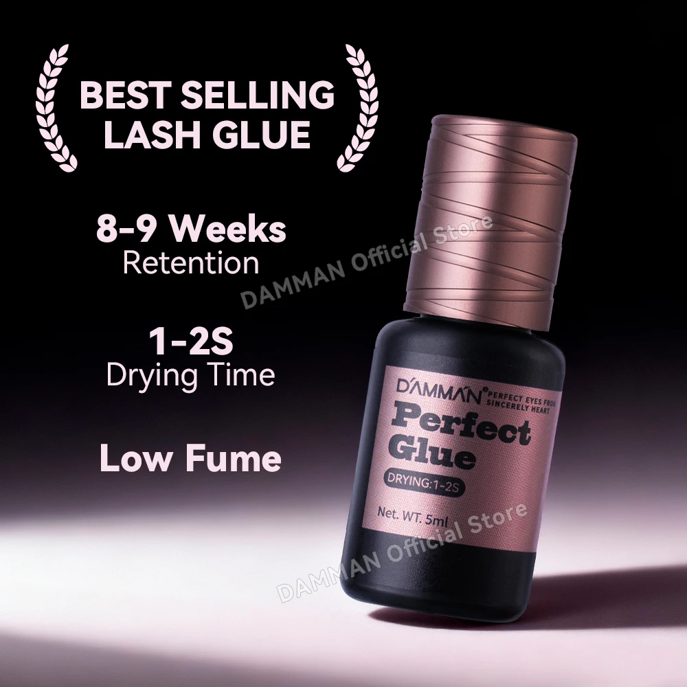Damman 5ml Colla per estensioni ciglia Professionale 1S Colla per ciglia ad asciugatura rapida Colla adesiva per ciglia a lunga durata per uso in salone