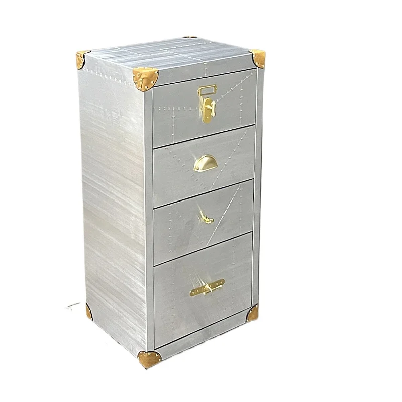 

American retro industrial style living room dining side chest of drawers villa personalized creative storage space aluminum