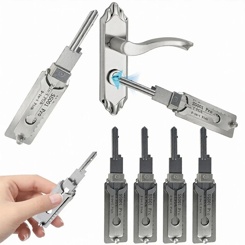 Image of SS001 SS002 PRO 2-in-1 Edelstahl-Hauptschlüsseldecoder Geeignet zum Öffnen von Zimmertürschlössern