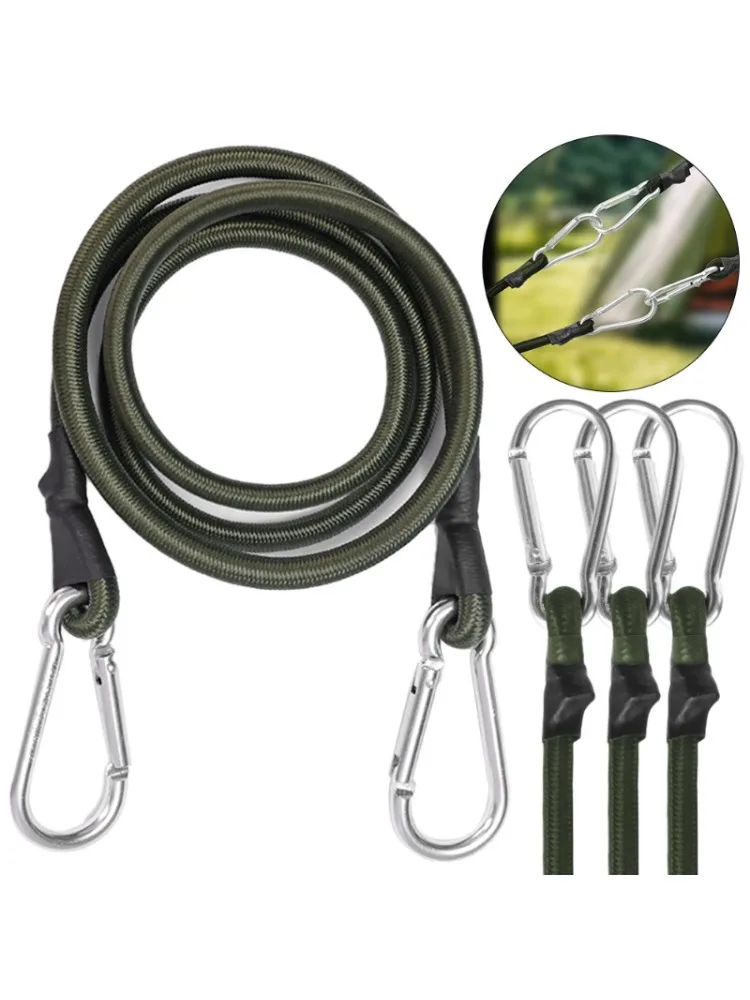 AliExpress 34/60/93/120cm Bungee Cord Elastic Tie Strap String Carabiner Hooks Kayak Cycling Luggage Packing Ropes Camping Accessories