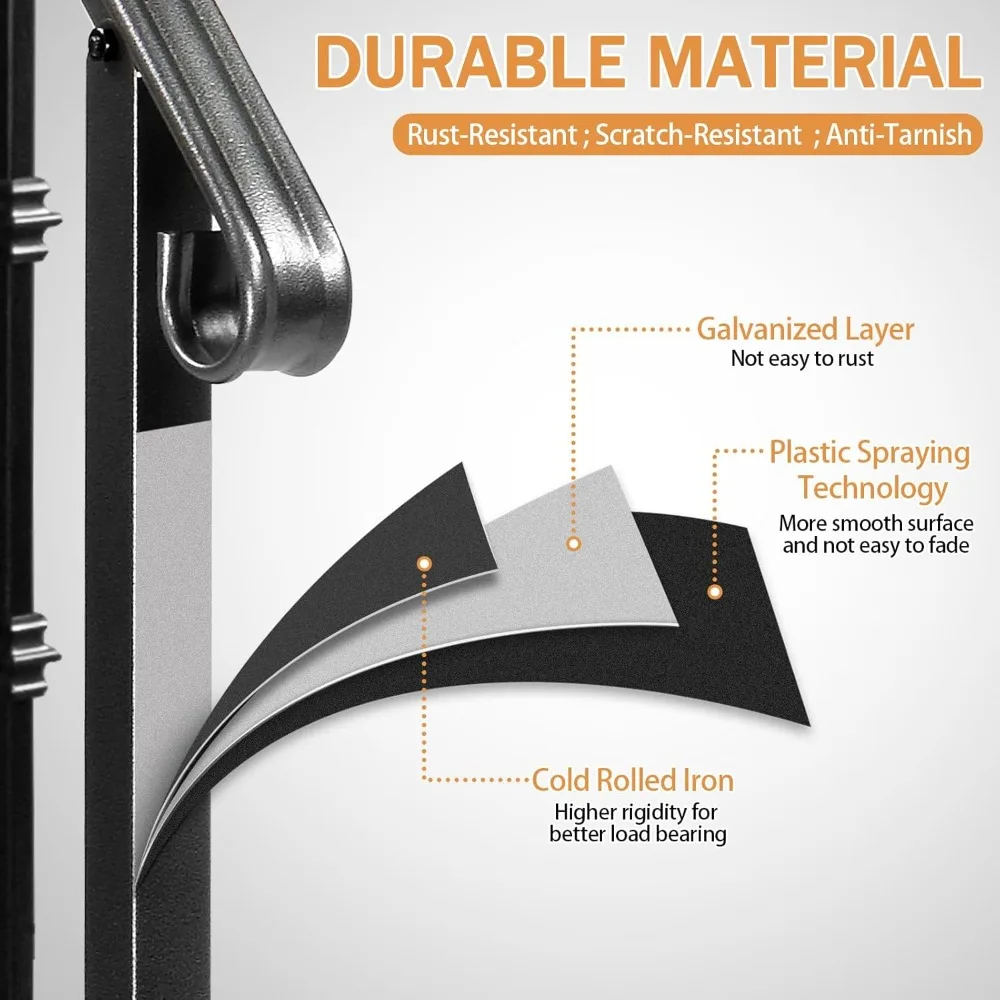 2 Pack 4 Step Handrails for Outdoor Steps, Wrought Iron Stair Railing, Metal Hand Railing with Installation Kit, Staircase Handr