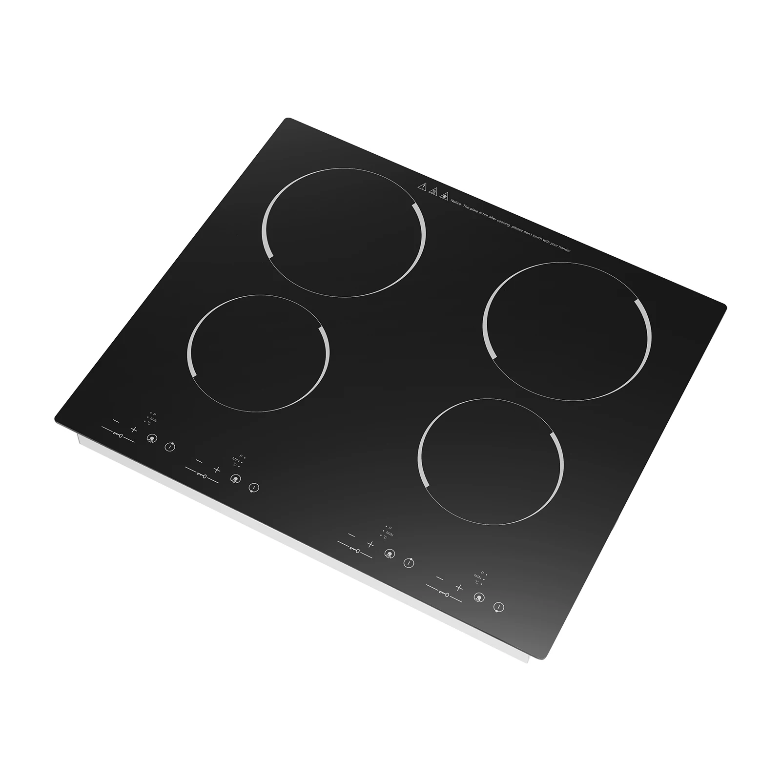 4 Burner Electric Ceramic Cooktop 110V 3000W 9 Power Levels LED Touch Display Built Countertop Dual Mount Overheat Lock Protection Far Infrared Heating Household Restaurant Cooking Range