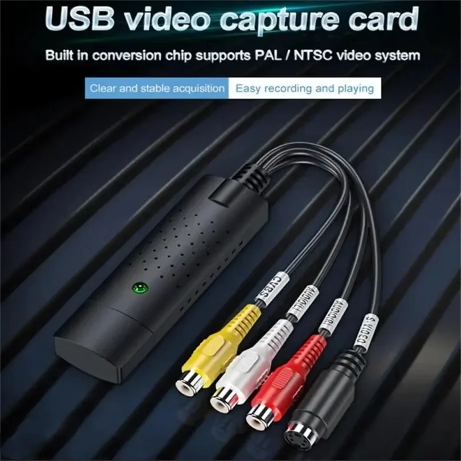 

USB Video Capture Card Easy Cap VHS VCR Mini DV Hi8 DVD to Digital Converter RCA/S-video to USB 2.0 Audio Video Record Capture
