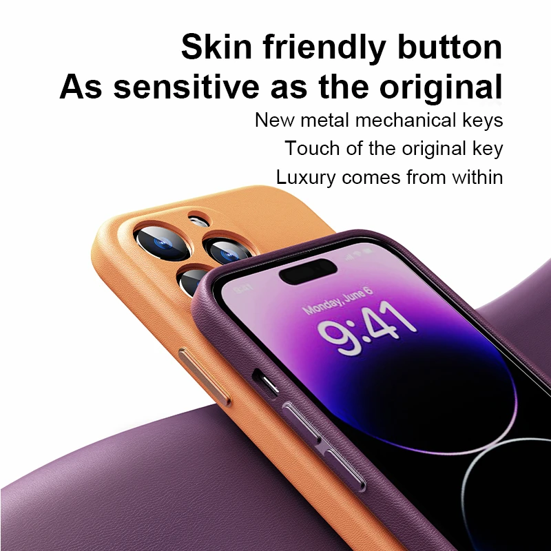 Phone Case Magsafe Magnetic Skin Friendly Leather Luxury Retro Matte Cover for IPhone 13 14 15 Pro Max Shockproof Protection