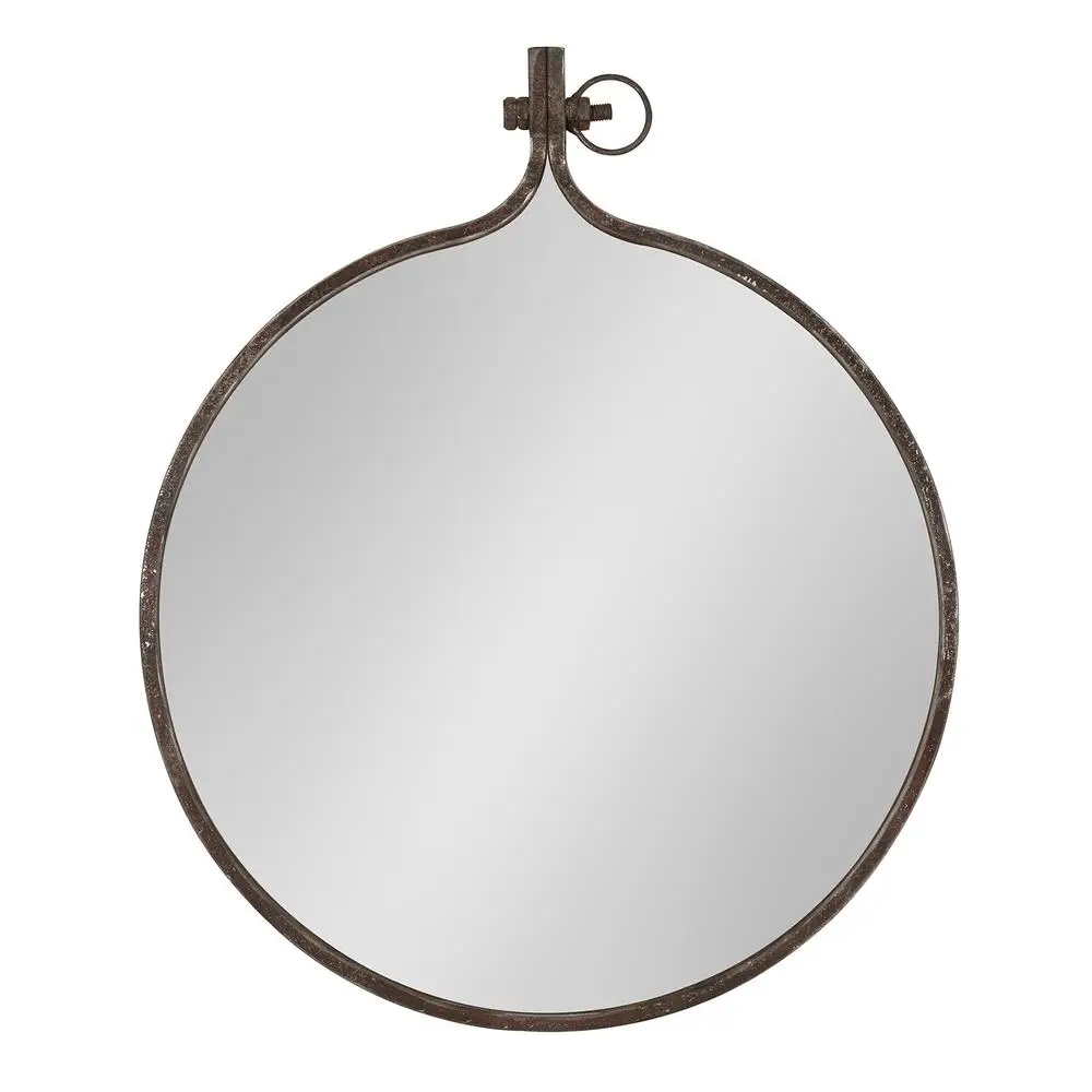 Round Industrial Metal Framed Wall Mirror 23.5x28.5 Modern Chic Accent Decor Easy Hang