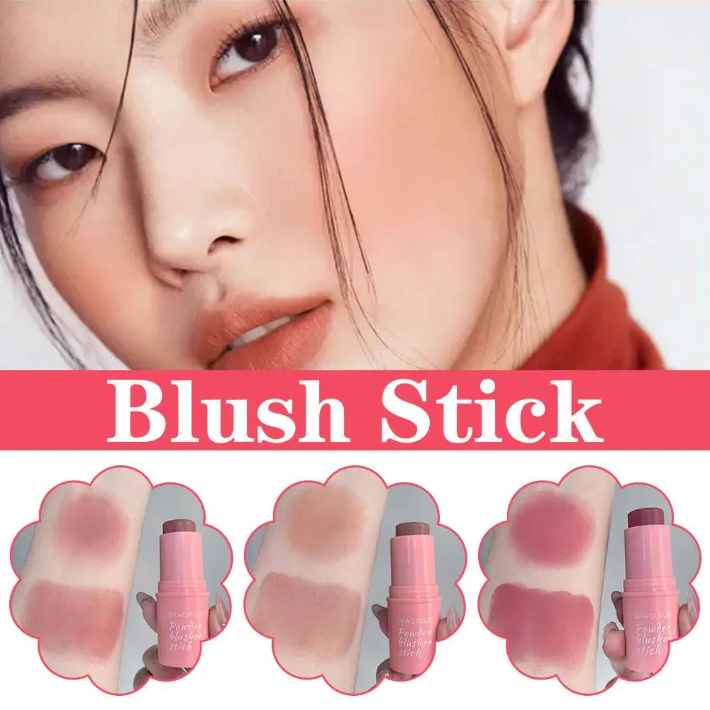 Natural Cheek Blush Stick Moisturizing Blusher Balm Peach Nourish Blush Eyeshadow Sticks Waterproof Face Makeup Rouge Conto W5W6
