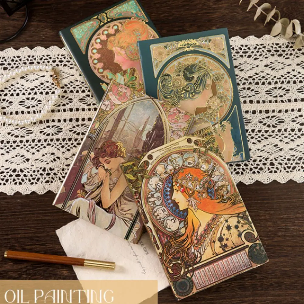 Oil Painting Series Retro Hardcover Notebooks Classic Design Full-color Retro Notebook Creative Hot Stamping