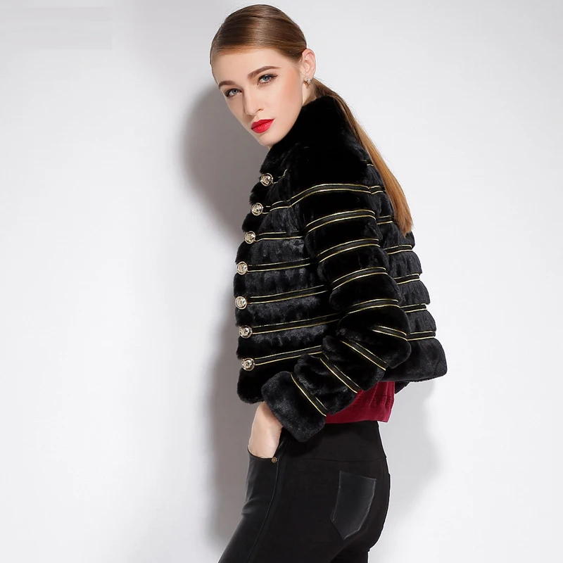 

Панк-куртка из искусственного кроличьего меха, размер XS, стеганое пальто, уличная мода, воротник-стойка, длинный рукав