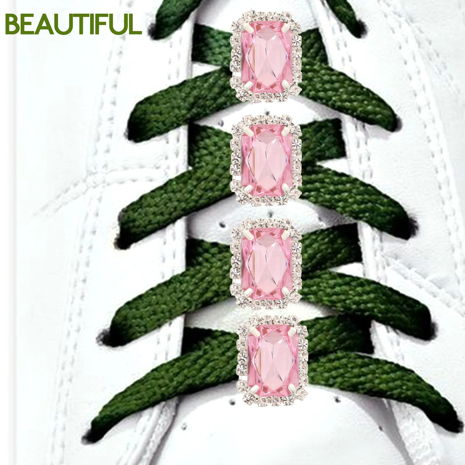 

10pcs Shoe Clips Accessories Rhinestone Buckles Decoration for Sneakers Women White Blue Green Durable