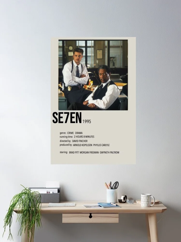 Se7en Minimalist - Movie Film Canvas Poster Print, Home Decor Wall Art Painting