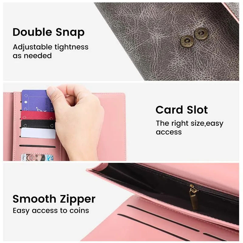 Wallet For Women RFID Blocking Trifold Credit Card Holder Slim Womens Wallet with Zipper Coin Pocket ID Window Grey ladies Purse