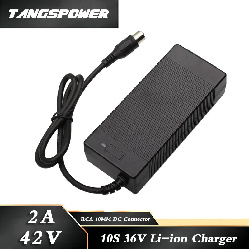 

42V 2A Lithium Battery Charger For 36V 2A 10S Li-ion Battery Pack Fast Charging RCA Connector Power Tool Charger High quality