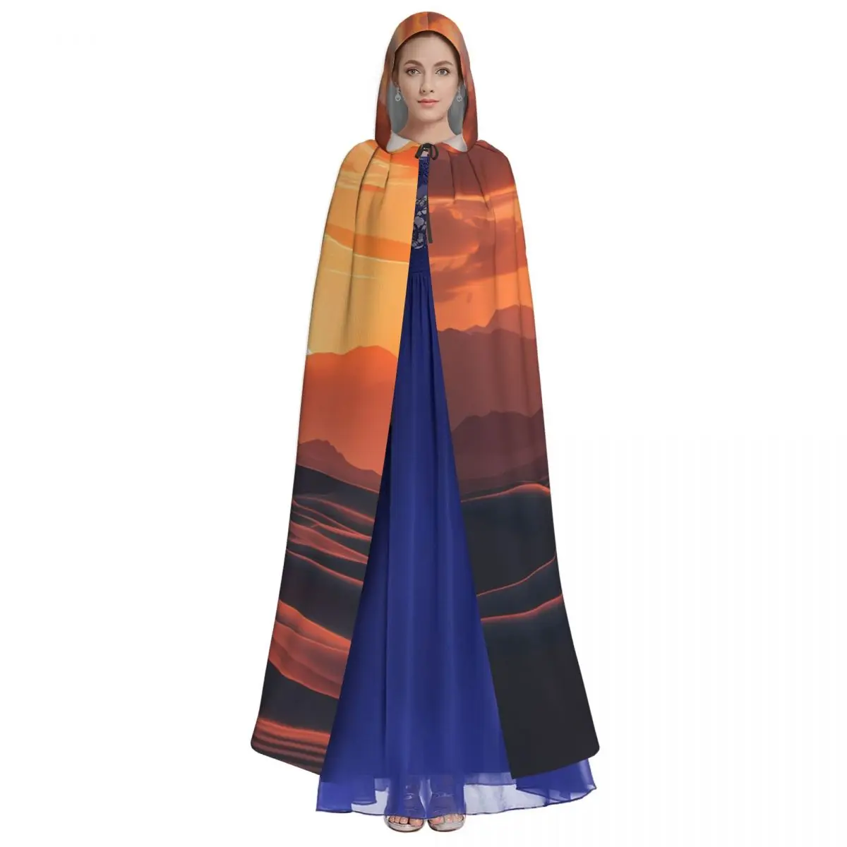 Unique Cloak Inspired by Desert Dunes and Radiant Sunsets Unisex Adult Cloak with Hood Long Witch Costume Cosplay