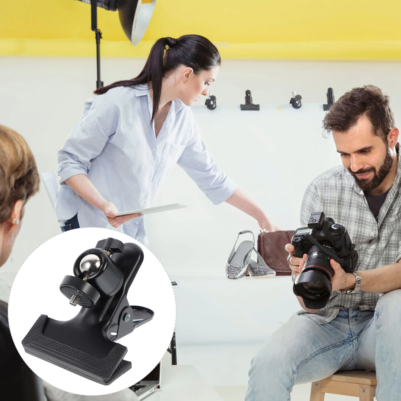 

Heavy Duty Flash Bracket Backdrop Clip Holder Ball Head Mount for Camera Tripod Clamps Universal Spherical Clamp