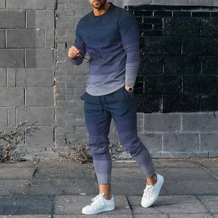 Camisetas y pantalones de manga larga para hombre, conjunto de dos piezas con estampado 3D de póker, traje informal, nike tech, forro polar