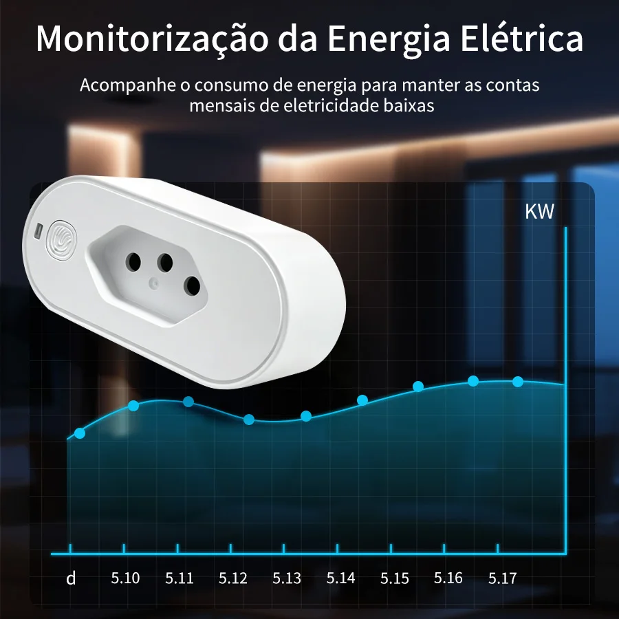 Tuya WiFi Smart Plug Socket with Power Monitor 16A Brazil Standard Outlet Voice APP Remote Control Work with Google Home Alexa - view 4