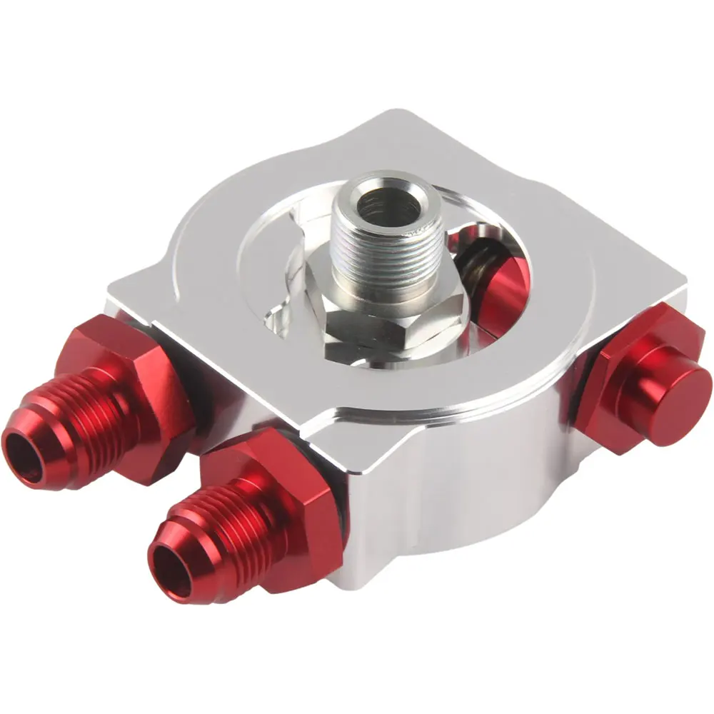 Aluminum CNC AN8 AN10  turbo thermostat oil sender adaptor cooler sandwich plate filter adapter 3/4-16UNF M20X1.5