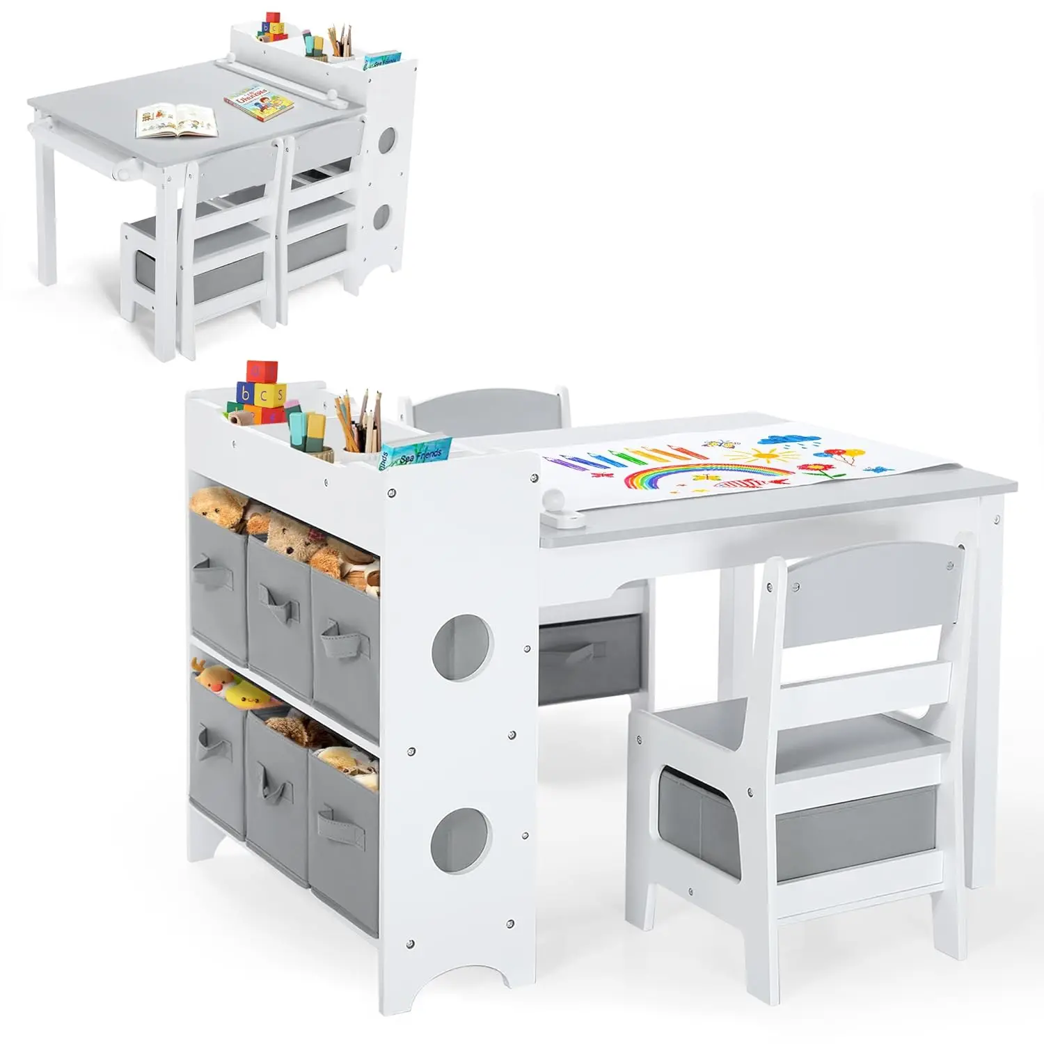 

Kids Art Table & Chair Set, Wood Toddler Activity Table for Kids Drawing, Reading, Studying, Crafting, Playing, 8, Customized