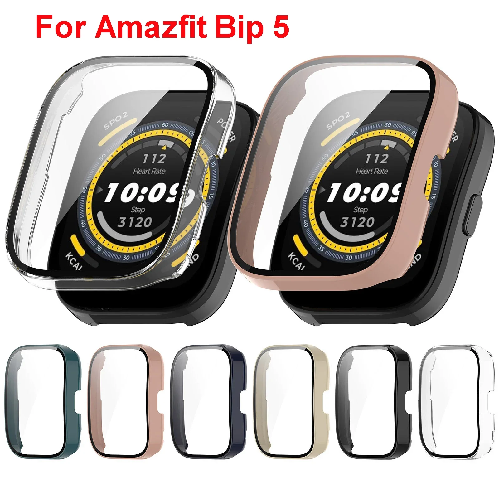 

Glass Case For Amazfit Bip 5 Screen Protector All-around Bumper Shell Protective Cover For Amazfit Bip5 Replacement Accessories
