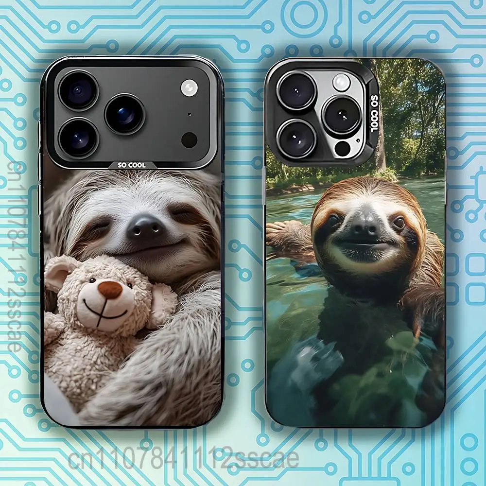 

Animal Cute Cartoon Sloth Phone Case For iPhone 17,16,15,14,13,12,11,Pro,Max,Plus,E,Air,Mini Anti Fall Black Bumper