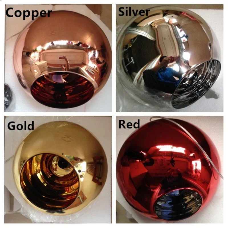 Wonderland Modern Copper Glass Ball Pendant Lights Shade Mirror Luminaire Christmas Home Design LED E27 Pendant Lamp Light