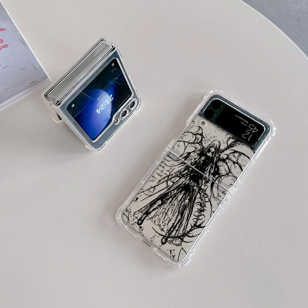 Luxury Bloodsacrifice Black Angel Death Demon Phone Case for Samsung Galaxy Z Flip 3 4 Z Flip 5 6 Z Fold 4 5G PC Soft Anti-fall