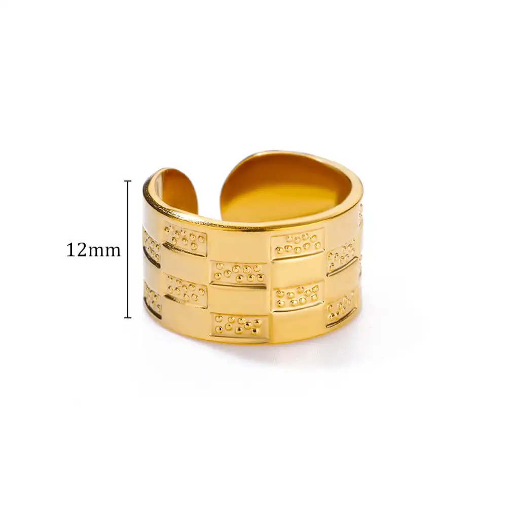 Geometric Open Wide Stainless Steel Rings For Women Minimalist Gold Color Opeing Adjustable Wedding Ring Female Jewelery anillos