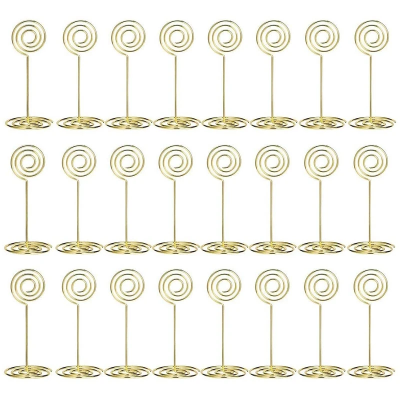 

24 Pack Place Card Holders Table Number Holders Wire Table Photo Holder For Wedding Office Name Memo Menu Clips(Gold)