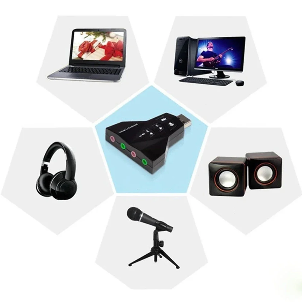 External Virtual USB Sound card 7 In 1 Channel 3D Sound Audio Adapter Dual Microphone Dual Audio Interface Output Independent