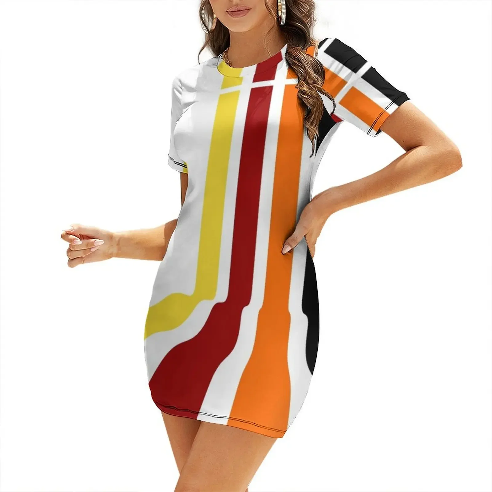 

Rainbow Pattern Short-Sleeved Dress Dress women dresses for women 2026 luxury designer party