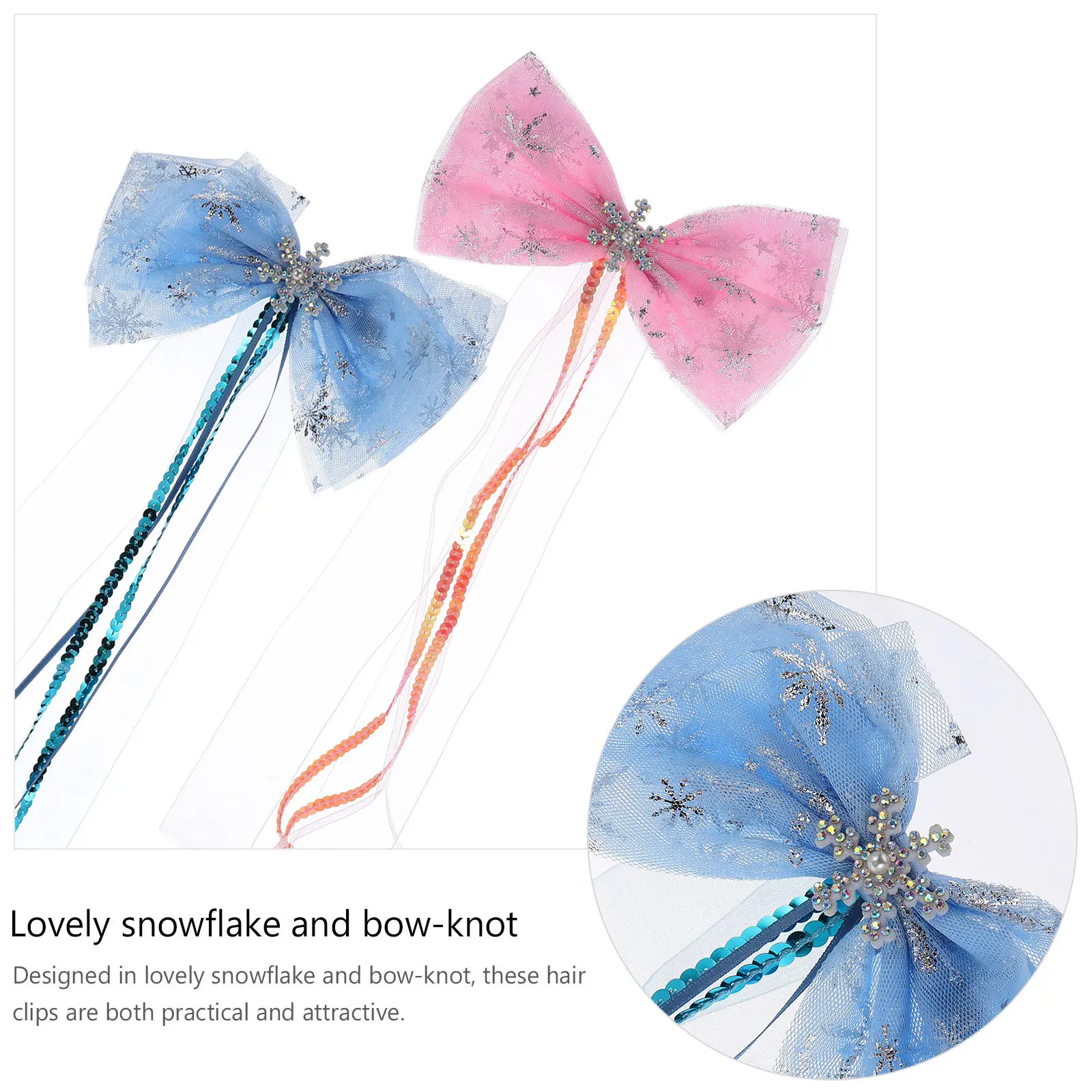 

2Pcs Bow-Knot Christmas Hairpin Snowflake Hair Clips Lovely Xmas Barrettes Holiday Hair Accessories Christmas Barrettes