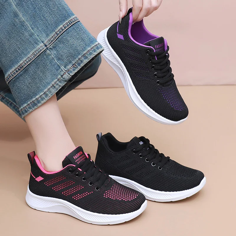 Atmungsaktive Sportschuhe aus Mesh für Damen, leichte und bequeme Sportschuhe mit weicher Sohle, Damen-Schnürschuhe für Freizeitaktivitäten und zum Laufen. – Detail 20