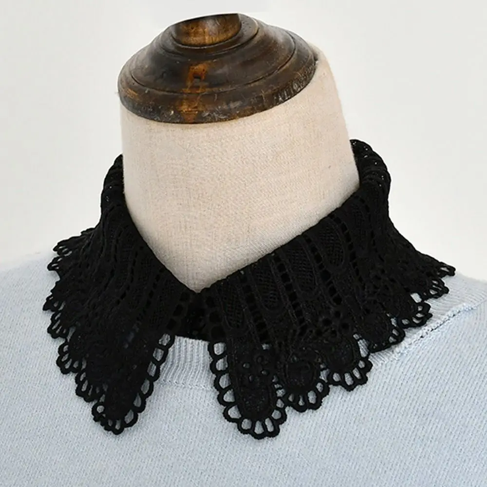 Collar falso de encaje a la moda para mujeres y niñas, cuello falso desmontable, ropa ajustable DIY, solapa, media camisa, chal, decoración envolvente
