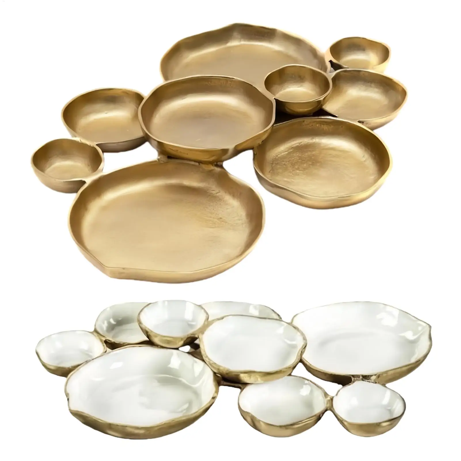 9Pcs Cluster Serving Bowls Multi Bowl Platter With Compartments For Fruit Candy Meals 9 Grid Plate Decorative Dessert Plate