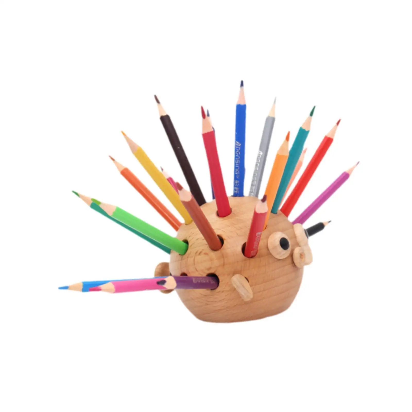 

Pufferfish Pen Holder Home Supplies with Colored Pencils Wooden Pencil Holder for Writing Drawing Paint Brushes Christmas Office