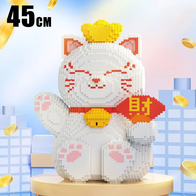 

45CM Lucky cat building blocks Puzzle DIY family toys Small particles assembly animal piggy bank Christmas gift wholesale toys